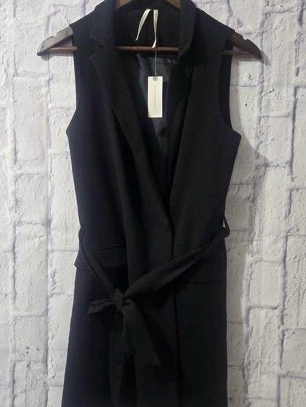 Anthropologie Sleeveless Black Tie-Waist Dress